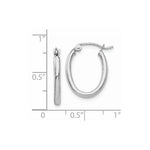 Load image into Gallery viewer, 14K White Gold Polished 2mm Oval Tube Hoop Earrings  10mm length
