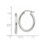 Load image into Gallery viewer, 14K White Gold Polished 2mm Oval Tube Hoop Earrings  14mm length
