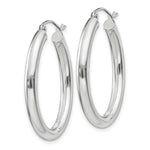 Load image into Gallery viewer, 14K White Gold Polished 3.5mm Oval Tube Hoop Earrings  18mm length

