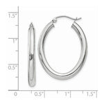 Load image into Gallery viewer, 14K White Gold Polished 3.5mm Oval Tube Hoop Earrings  18mm length
