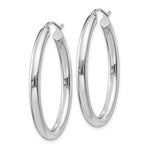 Load image into Gallery viewer, 14K White Gold Polished 3.5mm Oval Tube Hoop Earrings  22mm length
