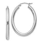 Load image into Gallery viewer, 14K White Gold Polished 3.5mm Oval Tube Hoop Earrings  22mm length
