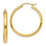 Load image into Gallery viewer, 14K Yellow Gold Round Tube Hoop Earrings 26mm length

