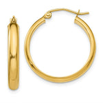 Load image into Gallery viewer, 14K Yellow Gold Round Tube Hoop Earrings 21mm length
