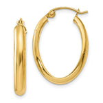 Load image into Gallery viewer, 14K Yellow Gold Polished 3.5mm Oval Hoop Earrings  16mm length
