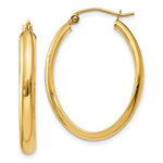 Load image into Gallery viewer, 14K Yellow Gold Polished 3.5mm Oval Hoop Earrings  20mm length
