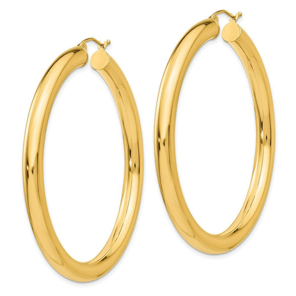 14K Yellow Gold Polished 5mm Lightweight Hoop Earrings  55mm length
