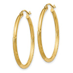 Load image into Gallery viewer, 14K Yellow Gold Satin &amp; Diamond-cut 2mm Round Tube Hoop Earrings 30mm length
