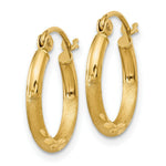 Load image into Gallery viewer, 14K Yellow Gold Satin &amp; Diamond-cut 2mm Round Tube Hoop Earrings 15mm length
