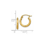 Load image into Gallery viewer, 14K Yellow Gold Satin &amp; Diamond-cut 2mm Round Tube Hoop Earrings 13mm length
