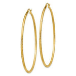 Load image into Gallery viewer, 14K Yellow Gold Satin &amp; Diamond-cut 2mm Round Tube Hoop Earrings 60mm length
