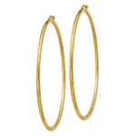 Load image into Gallery viewer, 14K Yellow Gold Satin &amp; Diamond-cut 2mm Round Tube Hoop Earrings 65mm length
