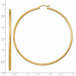 Load image into Gallery viewer, 14K Yellow Gold Satin &amp; Diamond-cut 2mm Round Tube Hoop Earrings 65mm length
