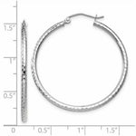Load image into Gallery viewer, 14K White Gold Diamond-cut 2mm Round Tube Hoop Earrings 35mm length
