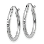 Load image into Gallery viewer, 14K White Gold Diamond-cut 2mm Round Tube Hoop Earrings 20mm length
