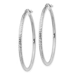 Load image into Gallery viewer, 14K White Gold Diamond-cut 2mm Round Tube Hoop Earrings 40mm length
