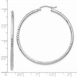 Load image into Gallery viewer, 14K White Gold Diamond-cut 2mm Round Tube Hoop Earrings 45mm length
