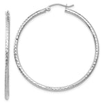 Load image into Gallery viewer, 14K White Gold Diamond-cut 2mm Round Tube Hoop Earrings 45mm length
