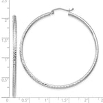 Load image into Gallery viewer, 14K White Gold Diamond-cut 2mm Round Tube Hoop Earrings 50mm length
