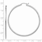 Load image into Gallery viewer, 14K White Gold Diamond-cut 2mm Round Tube Hoop Earrings 55mm length
