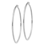 Load image into Gallery viewer, 14K White Gold Diamond-cut 2mm Round Tube Hoop Earrings 60mm length
