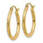 Load image into Gallery viewer, 14K Yellow Gold Diamond-cut 2mm Round Tube Hoop Earrings  20mm length
