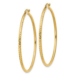 Load image into Gallery viewer, 14K Yellow Gold Diamond-cut 2mm Round Tube Hoop Earrings  50mm length

