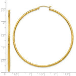 Load image into Gallery viewer, 14K Yellow Gold Diamond-cut 2mm Round Tube Hoop Earrings  60mm length
