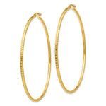 Load image into Gallery viewer, 14K Yellow Gold Diamond-cut 2mm Round Tube Hoop Earrings  65mm length
