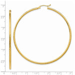 Load image into Gallery viewer, 14K Yellow Gold Diamond-cut 2mm Round Tube Hoop Earrings  65mm length
