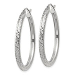Load image into Gallery viewer, 14K White Gold Diamond-cut 3mm Round Hoop Earrings 35mm length
