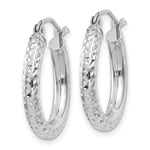 Load image into Gallery viewer, 14K White Gold Diamond-cut 3mm Round Hoop Earrings 20mm length
