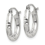Load image into Gallery viewer, 14K White Gold Diamond-cut 3mm Round Hoop Earrings 16mm length
