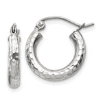 Load image into Gallery viewer, 14K White Gold Diamond-cut 3mm Round Hoop Earrings 16mm length
