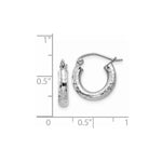 Load image into Gallery viewer, 14K White Gold Diamond-cut 3mm Round Hoop Earrings 14mm length
