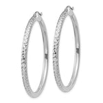 Load image into Gallery viewer, 14K White Gold Diamond-cut 3mm Round Hoop Earrings 45mm length
