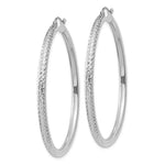 Load image into Gallery viewer, 14K White Gold Diamond-cut 3mm Round Hoop Earrings 50mm length
