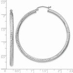 Load image into Gallery viewer, 14K White Gold Diamond-cut 3mm Round Hoop Earrings 50mm length
