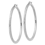 Load image into Gallery viewer, 14K White Gold Diamond-cut 3mm Round Hoop Earrings 55mm length
