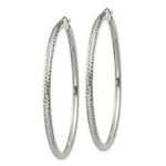Load image into Gallery viewer, 14K White Gold Diamond-cut 3mm Round Hoop Earrings 60mm length
