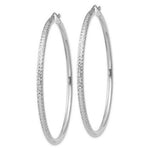 Load image into Gallery viewer, 14K White Gold Diamond-cut 3mm Round Hoop Earrings 65mm length
