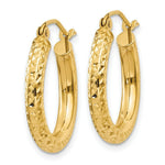 Load image into Gallery viewer, 14K Yellow Gold Diamond-cut 3mm Round Hoop Earrings  20mm length
