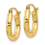 Load image into Gallery viewer, 14K Yellow Gold Diamond-cut 3mm Round Hoop Earrings  16mm length
