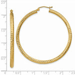 Load image into Gallery viewer, 14K Yellow Gold Diamond-cut 3mm Round Hoop Earrings  50mm length
