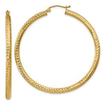 Load image into Gallery viewer, 14K Yellow Gold Diamond-cut 3mm Round Hoop Earrings  50mm length
