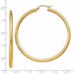 Load image into Gallery viewer, 14K Yellow Gold Diamond-cut 3mm Round Hoop Earrings  55mm length
