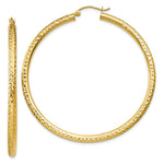 Load image into Gallery viewer, 14K Yellow Gold Diamond-cut 3mm Round Hoop Earrings  55mm length
