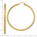 Load image into Gallery viewer, 14K Yellow Gold Diamond-cut 3mm Round Hoop Earrings  60mm length
