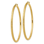 Load image into Gallery viewer, 14K Yellow Gold Diamond-cut 3mm Round Hoop Earrings  65mm length
