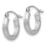 Load image into Gallery viewer, 14K White Gold Satin &amp; Diamond-cut 3mm Round Hoop Earrings 10mm length
